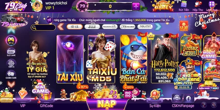 Giao diện của 79Club sau khi đăng nhập thành công Giao diện của 79Club sau khi đăng nhập thành công