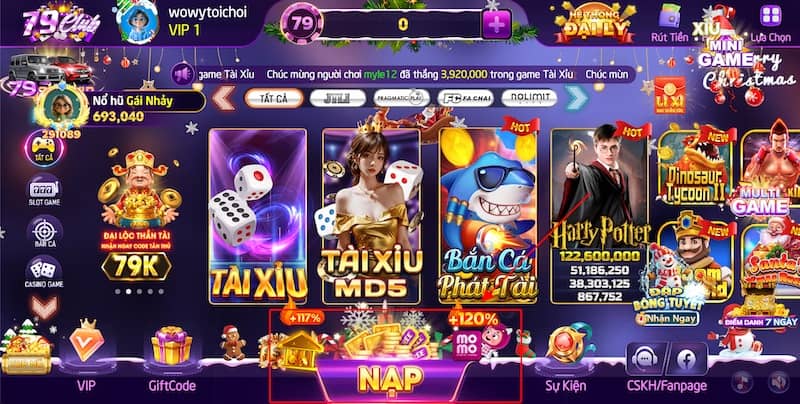 Nhấn nạp tiền tại giao diện chính của 79club Nhấn nạp tiền tại giao diện chính của 79club