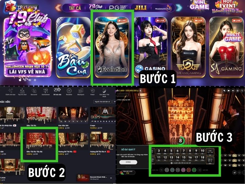 huong dan 3 buoc tham gia tai xiu live tai 79club